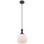 Astor 8"W Matte Black Metal Cord Mini Pendant With Matte White Shade