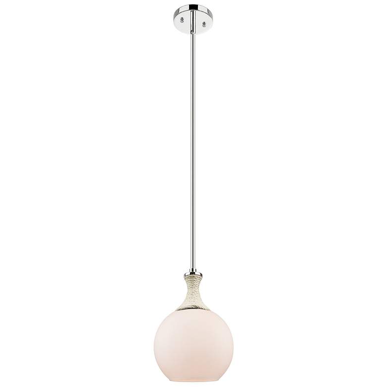 Image 1 Astor 8"W Nickel And White Rope Stem Mini Pendant w/ Matte White Shade