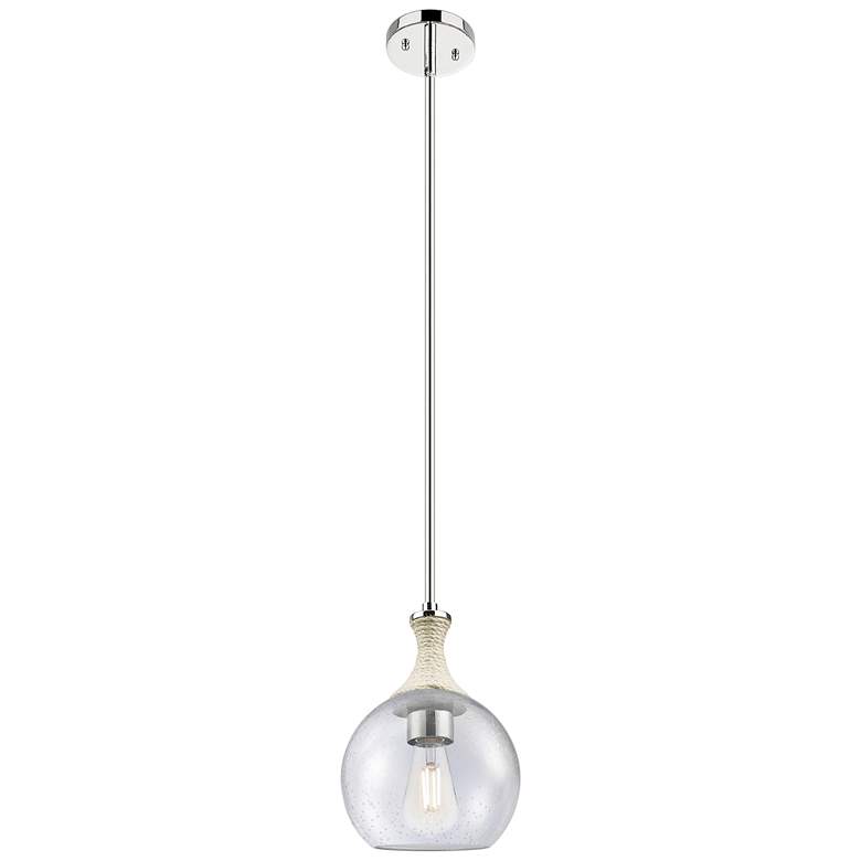 Image 1 Astor 8"W Nickel And White Rope Stem Mini Pendant w/ Seedy Shade