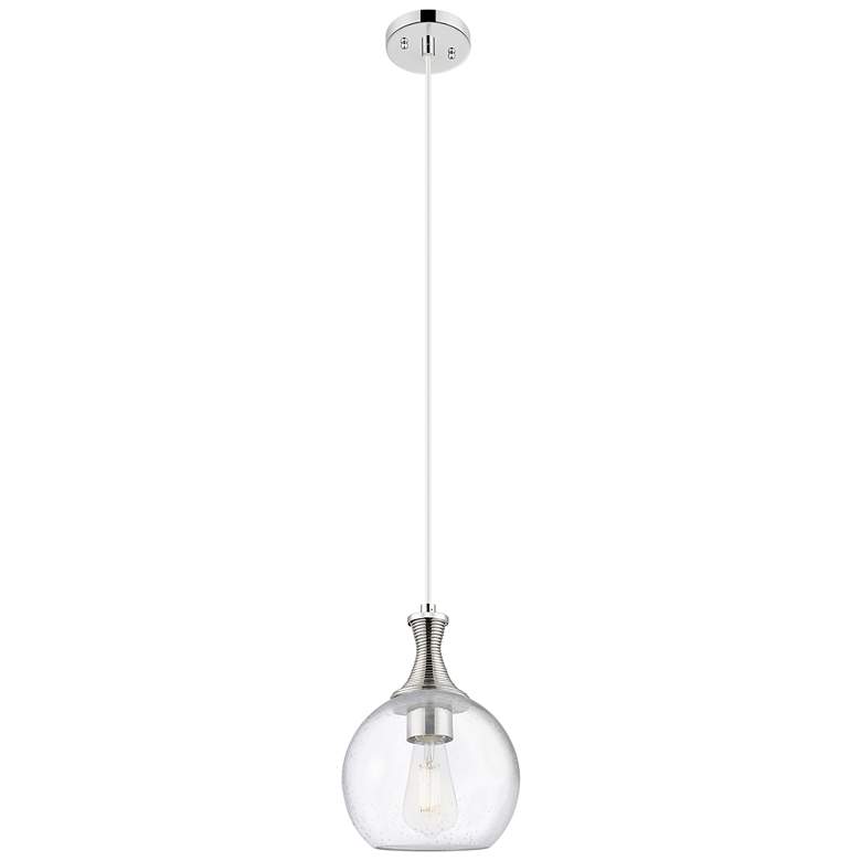 Image 1 Astor 8"W Polished Nickel Metal Cord Hung Mini Pendant With Seedy Shade