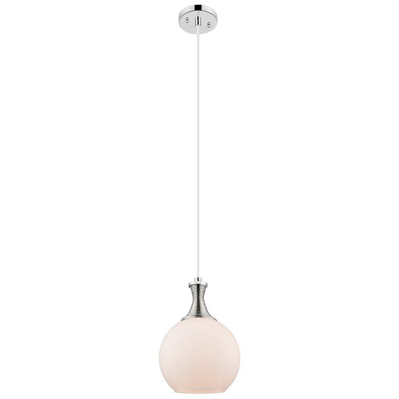 Image 1 Astor 8"W Polished Nickel Metal Cord Mini Pendant w/ Matte White Shade