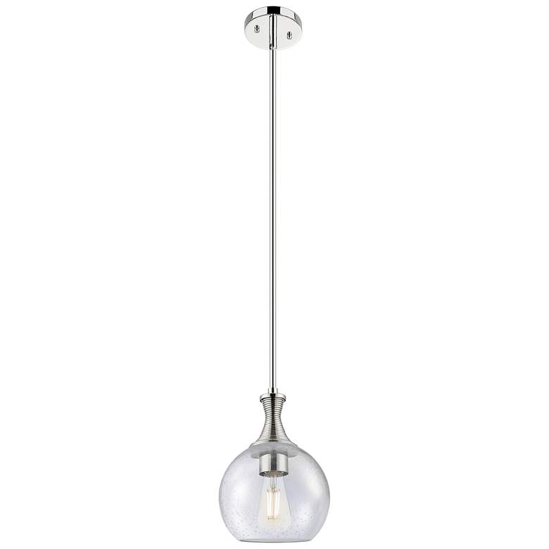 Image 1 Astor 8"W Polished Nickel Metal Stem Hung Mini Pendant With Seedy Shade