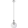 Astor 8"W Polished Nickel Metal Stem Hung Mini Pendant With Seedy Shade