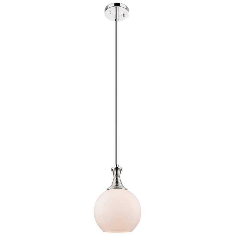 Image 1 Astor 8"W Polished Nickel Metal Stem Mini Pendant w/ Matte White Shade