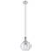 Astor 8"W Satin Nickel Metal Stem Hung Mini Pendant With Seedy Shade