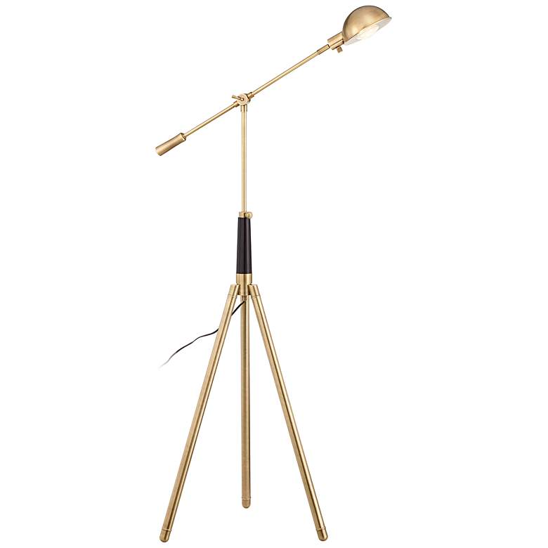 Image 1 Astor Antique Brass LED Tripod Pharmacy Floor Lamp