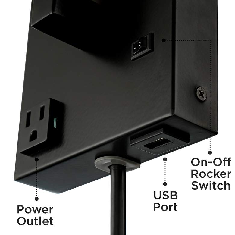 Image 5 Astor Black Plug-In Wall Light with USB Port and Outlet more views