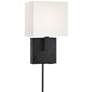 Astor Black Plug-In Wall Light with USB Port and Outlet