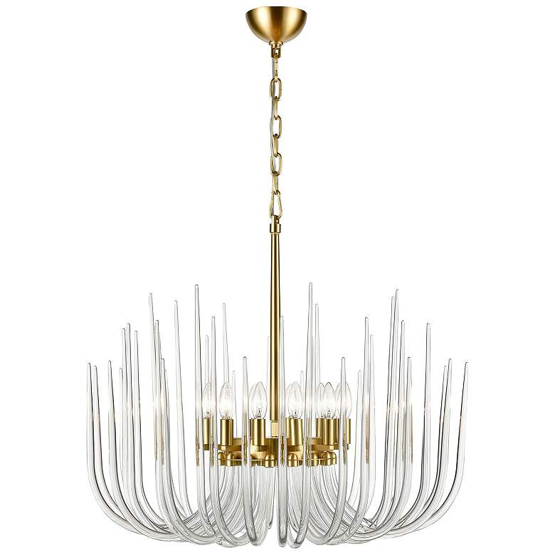 Image 1 Astoria 12-Light Solid Curved Clear Glass Polished Chrome Chandelier