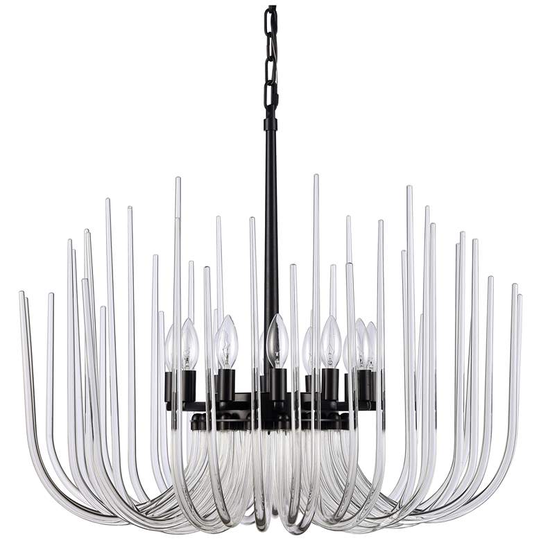 Image 1 Astoria 12-Light Solid Curved Clear Glass Satin Brushed Black Chandelier