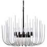 Astoria 12-Light Solid Curved Clear Glass Satin Brushed Black Chandelier