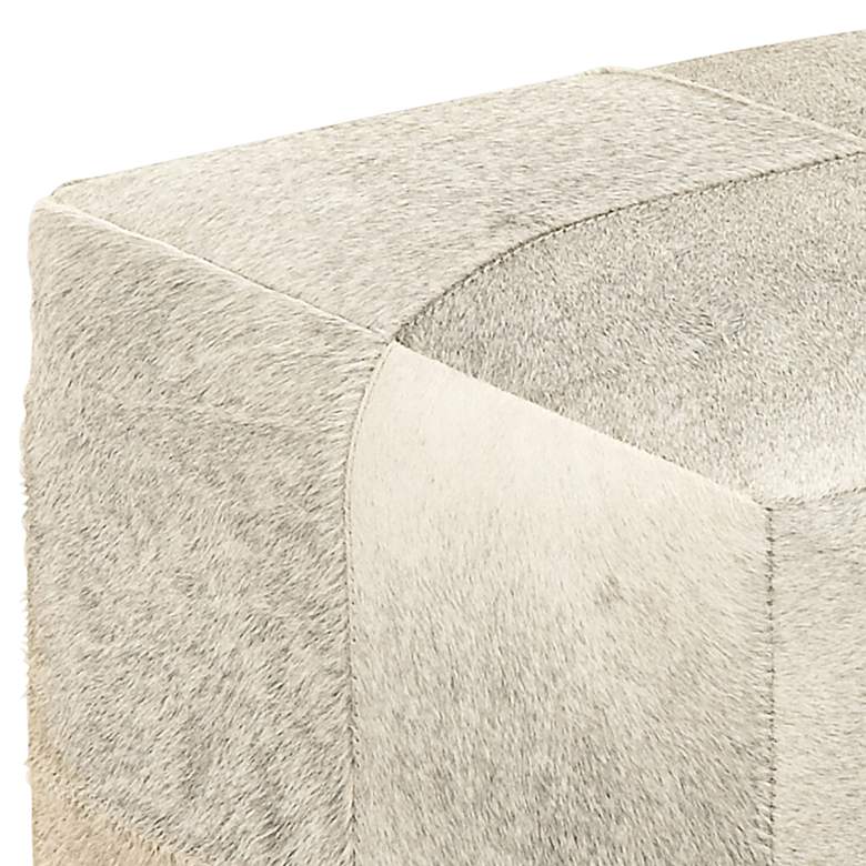 Image 3 Astoria 16" Wide Weathered Gray Leather Hide Modern Pouf Ottoman more views