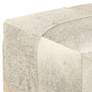 Astoria 16" Wide Weathered Ivory Leather Hide Modern Pouf Ottoman