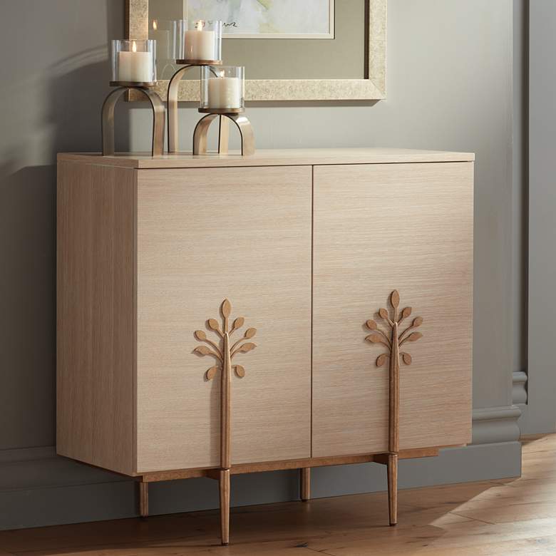 Image 2 Astoria 2-Door Modern Cabinet with Bronze Flower Door Pulls
