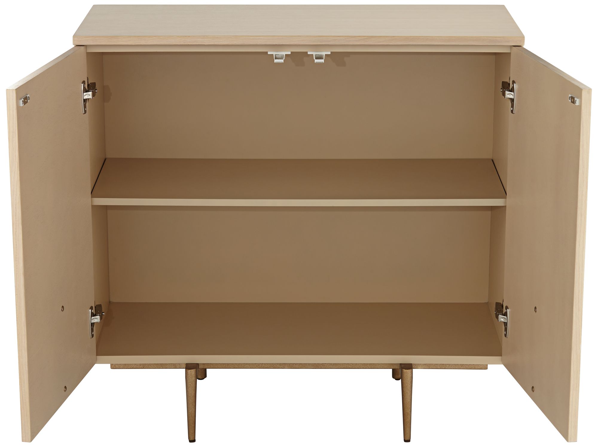 Astoria 2-Door Modern Cabinet with Bronze Flower Door Pulls in scene