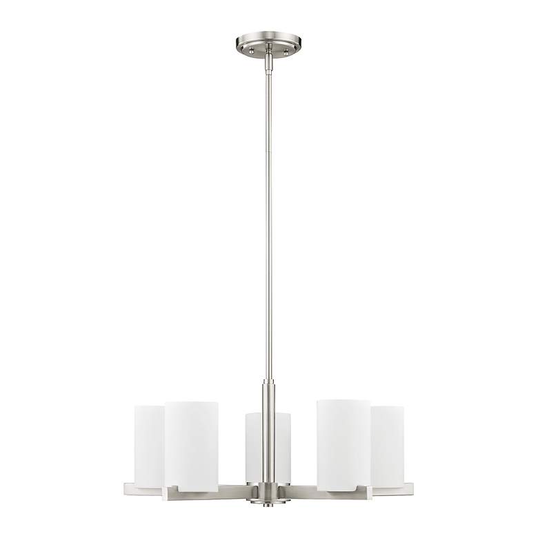 Image 3 Astoria 25-in 5-Light Brushed Nickel Shaded Chandelier more views