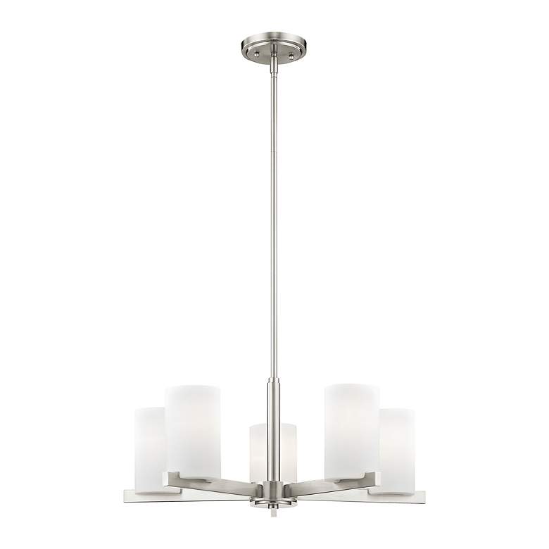 Image 4 Astoria 25-in 5-Light Brushed Nickel Shaded Chandelier more views