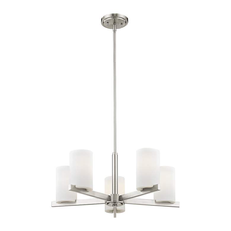 Image 5 Astoria 25-in 5-Light Brushed Nickel Shaded Chandelier more views