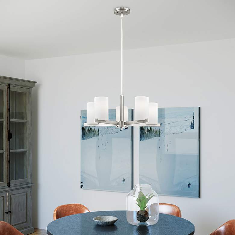 Image 6 Astoria 25-in 5-Light Brushed Nickel Shaded Chandelier more views