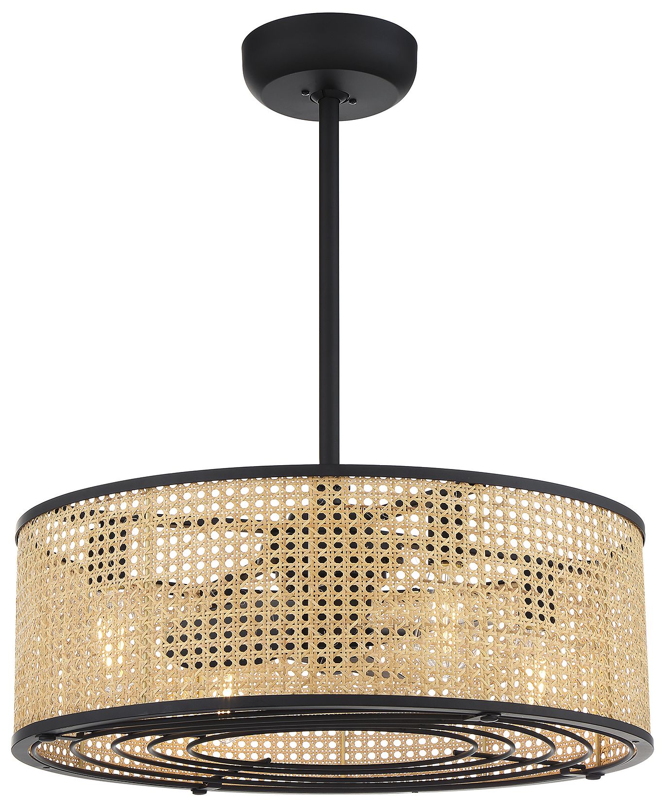 Image 2 Astoria 4-Light Fan D'Lier in Matte Black (Fandelier)