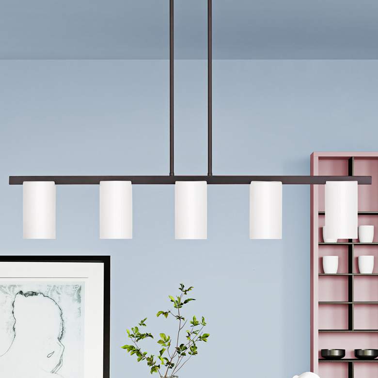 Image 2 Astoria 43 3/4" Wide Olde Bronze 5-Light Linear Chandelier