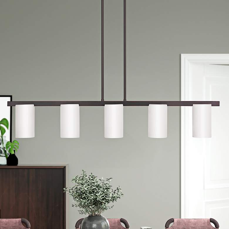 Image 6 Astoria 43 3/4" Wide Olde Bronze 5-Light Linear Chandelier more views