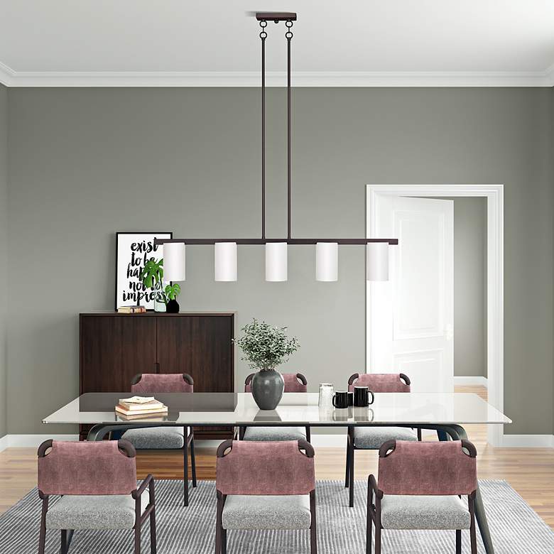 Image 7 Astoria 43 3/4" Wide Olde Bronze 5-Light Linear Chandelier more views