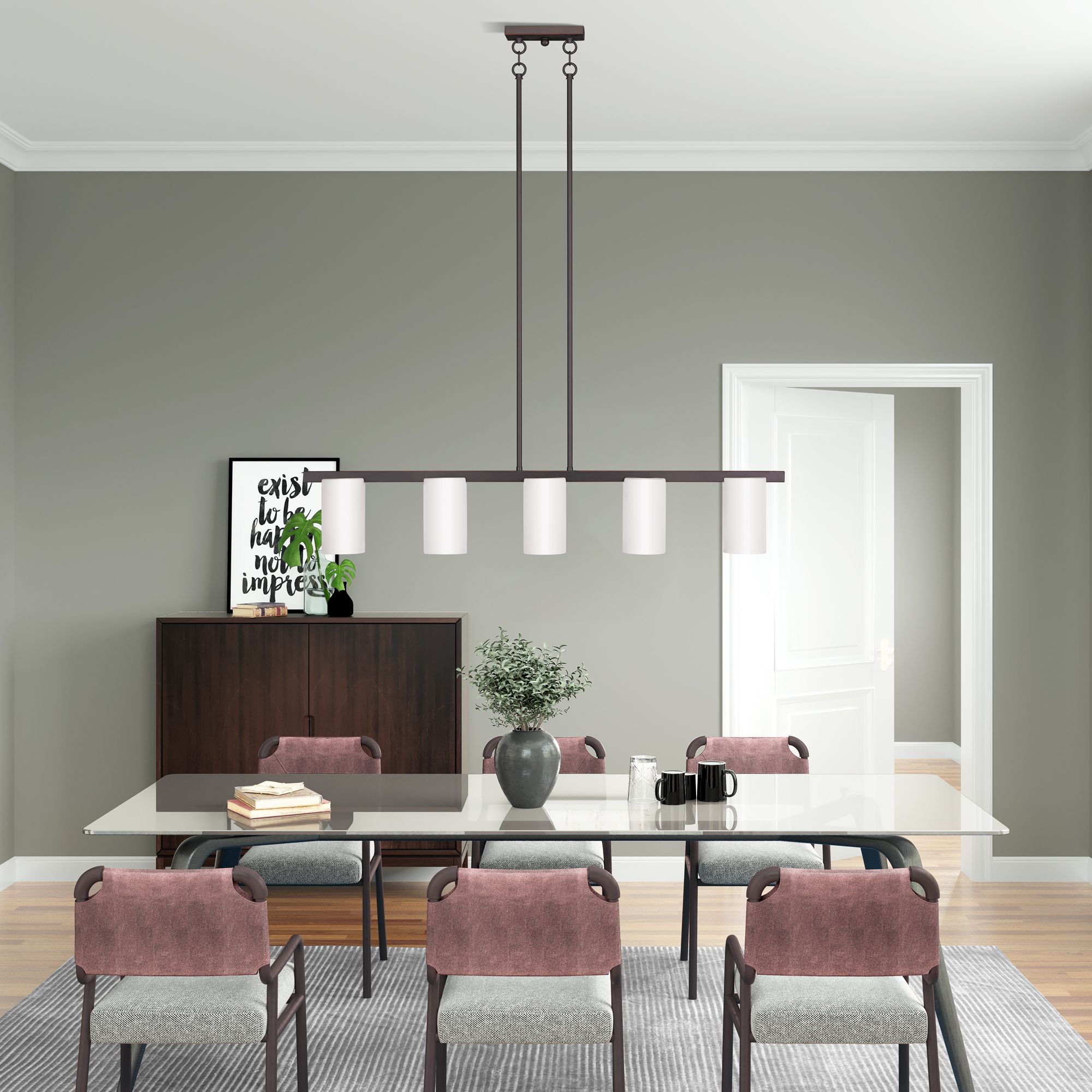 Astoria 43 3/4" Wide Olde Bronze 5-Light Linear Chandelier in scene