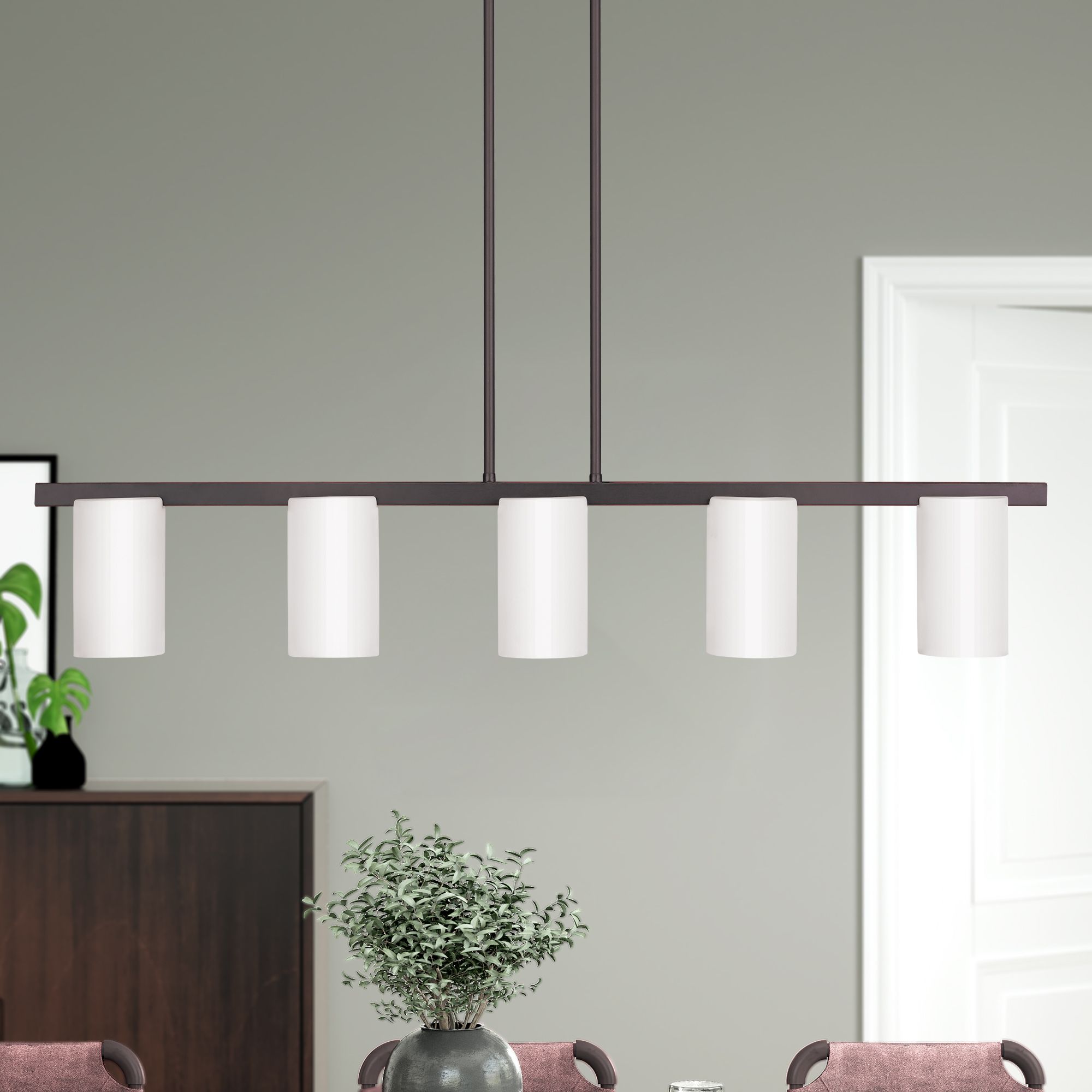 Astoria 43 3/4" Wide Olde Bronze 5-Light Linear Chandelier in scene