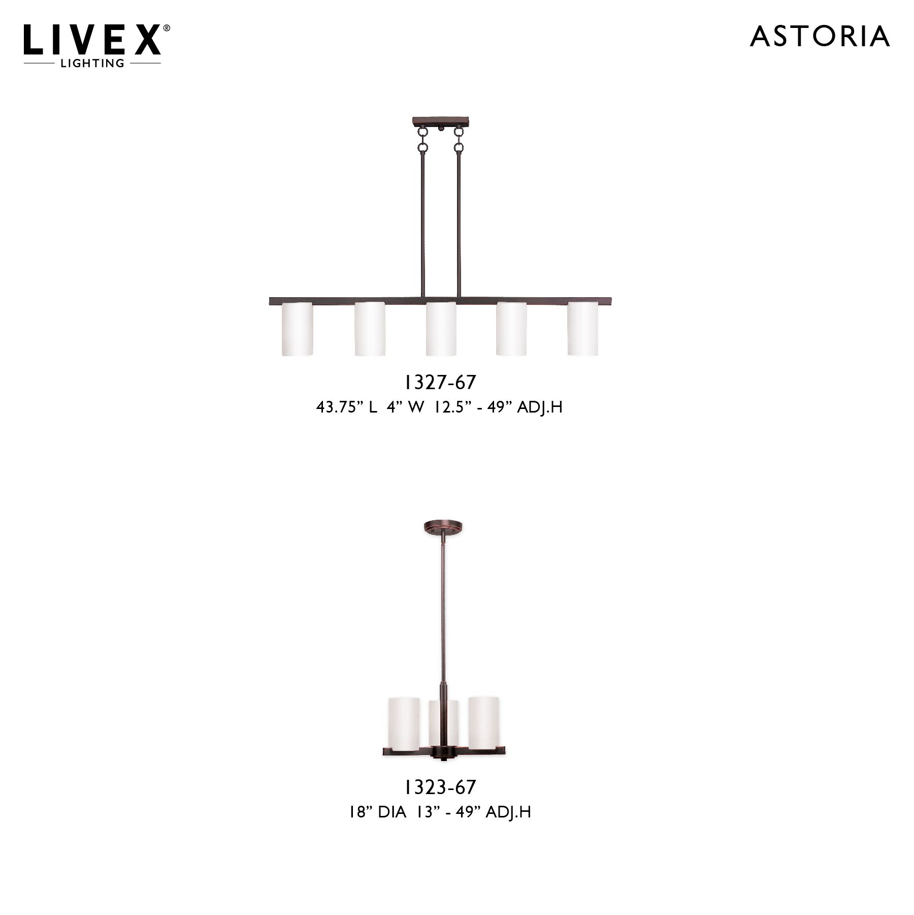 Astoria 43 3/4" Wide Olde Bronze 5-Light Linear Chandelier in scene