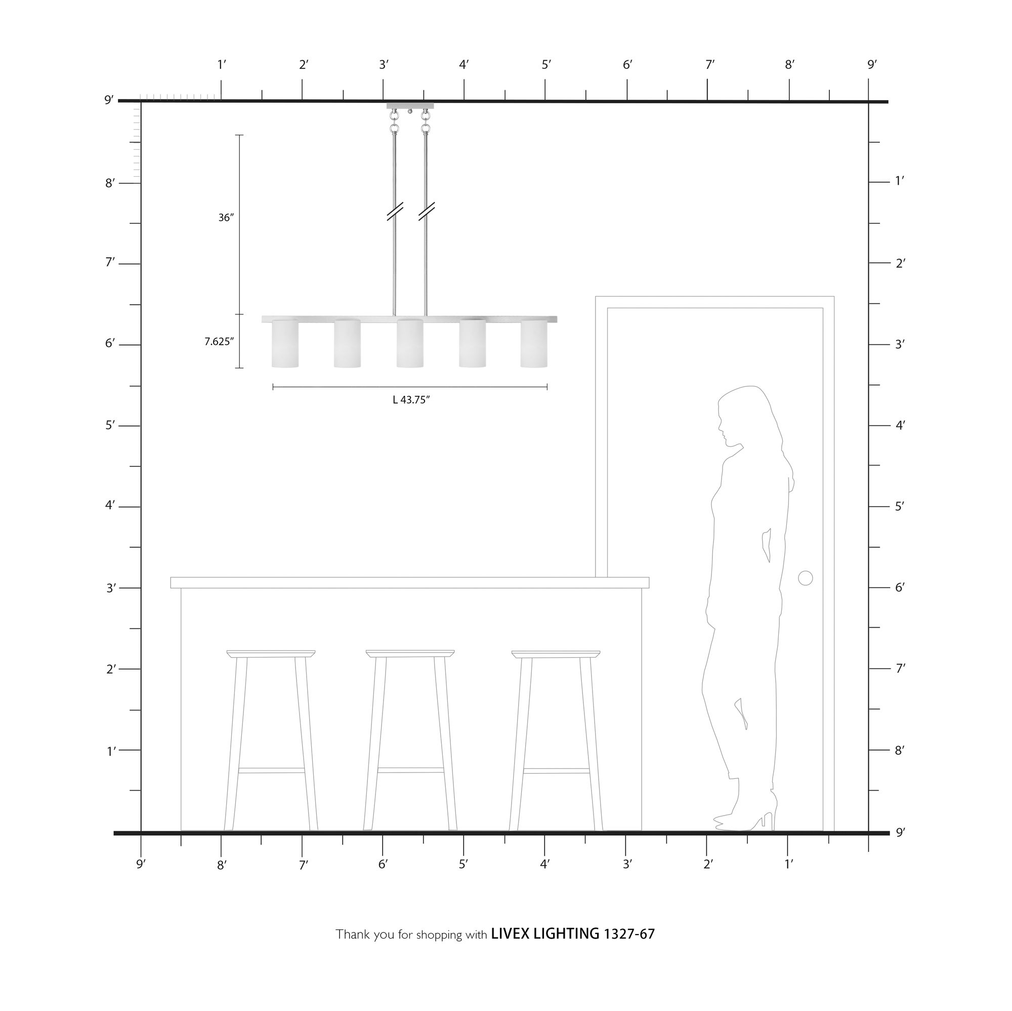 Astoria 43 3/4" Wide Olde Bronze 5-Light Linear Chandelier in scene
