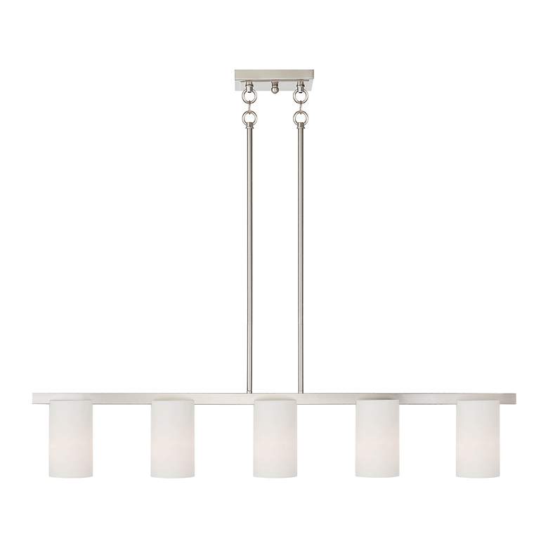 Image 3 Astoria 5-Light Brushed Nickel Island Light with White Shades more views