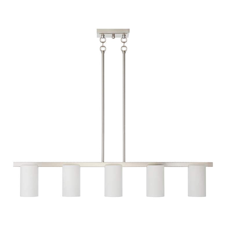 Image 4 Astoria 5-Light Brushed Nickel Island Light with White Shades more views