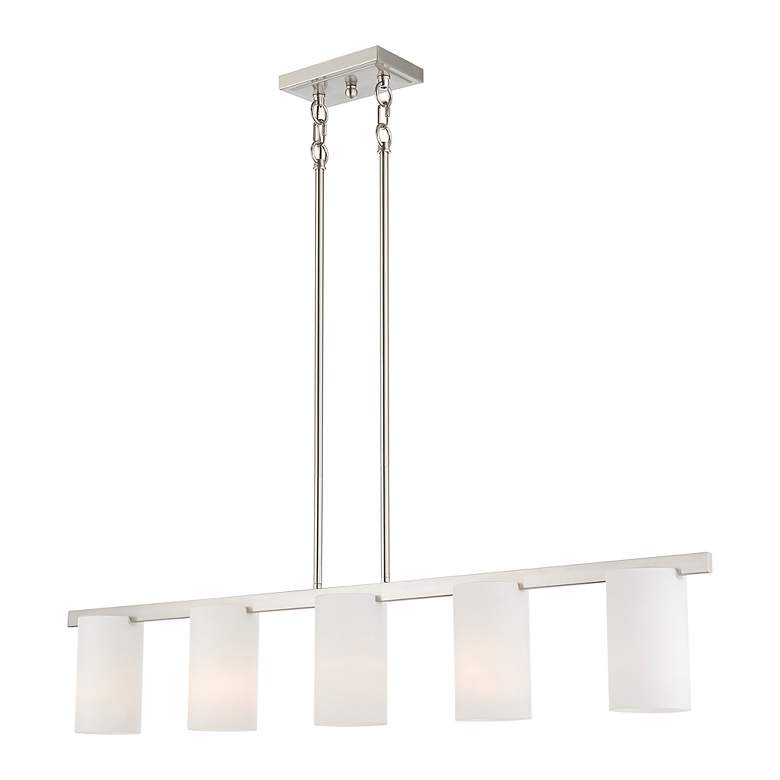 Image 6 Astoria 5-Light Brushed Nickel Island Light with White Shades more views