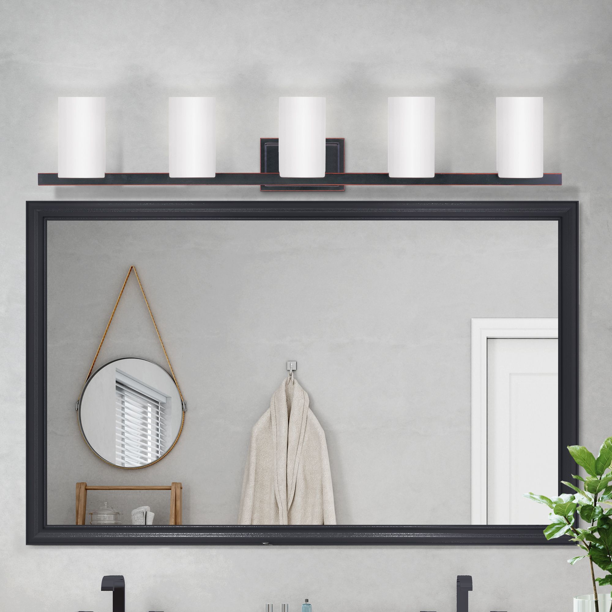 Image 3 Astoria 5-Light Olde Bronze Cylinder Vanity Light more views