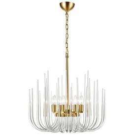 Image1 of Astoria 8-Light Solid Curved Clear Glass Polished Brass Pendant