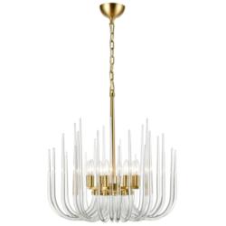 Astoria 8-Light Solid Curved Clear Glass Polished Brass Pendant