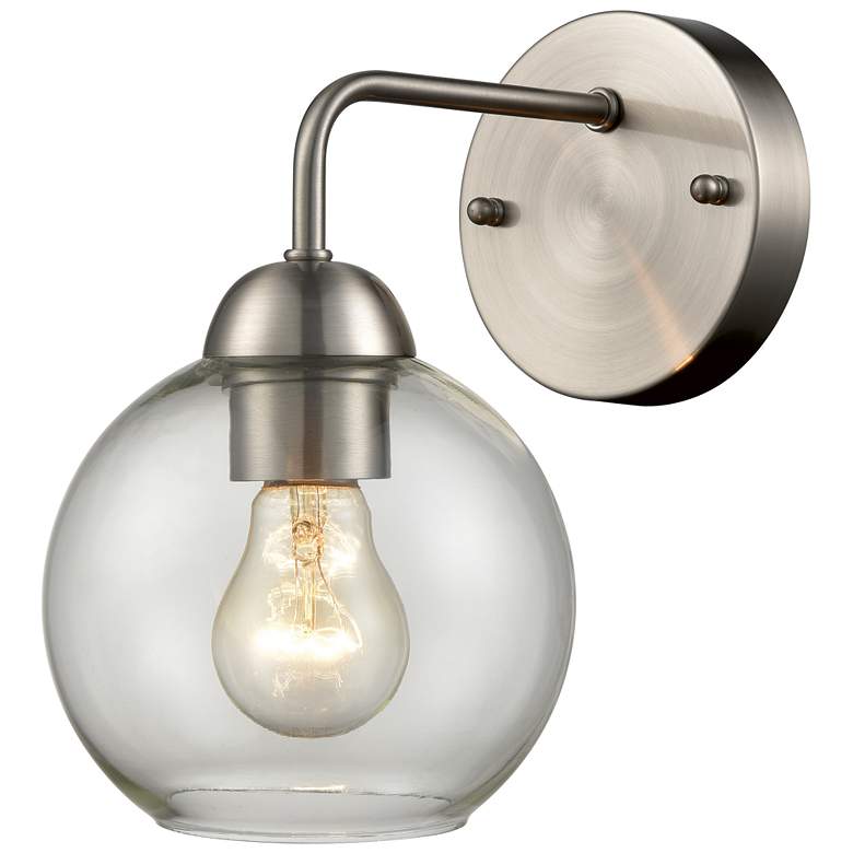 Image 1 Astoria 9 1/2" High Brushed Nickel Wall Sconce