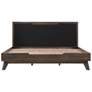 Astoria King Platform Bed in Dark Brown Solid Oak Wood and Faux Leather