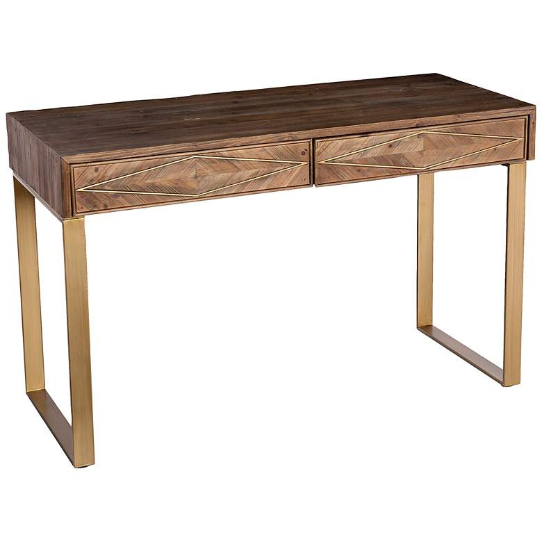 Image 2 Astorland 48" Wide Natural Reclaimed Wood 2-Drawer Desk