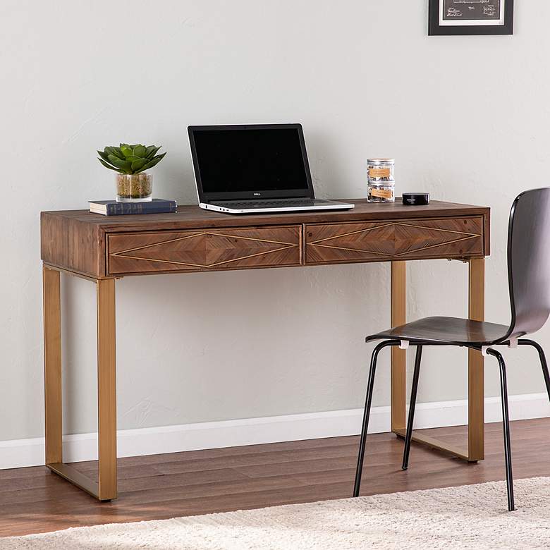 Image 1 Astorland 48" Wide Natural Reclaimed Wood 2-Drawer Desk