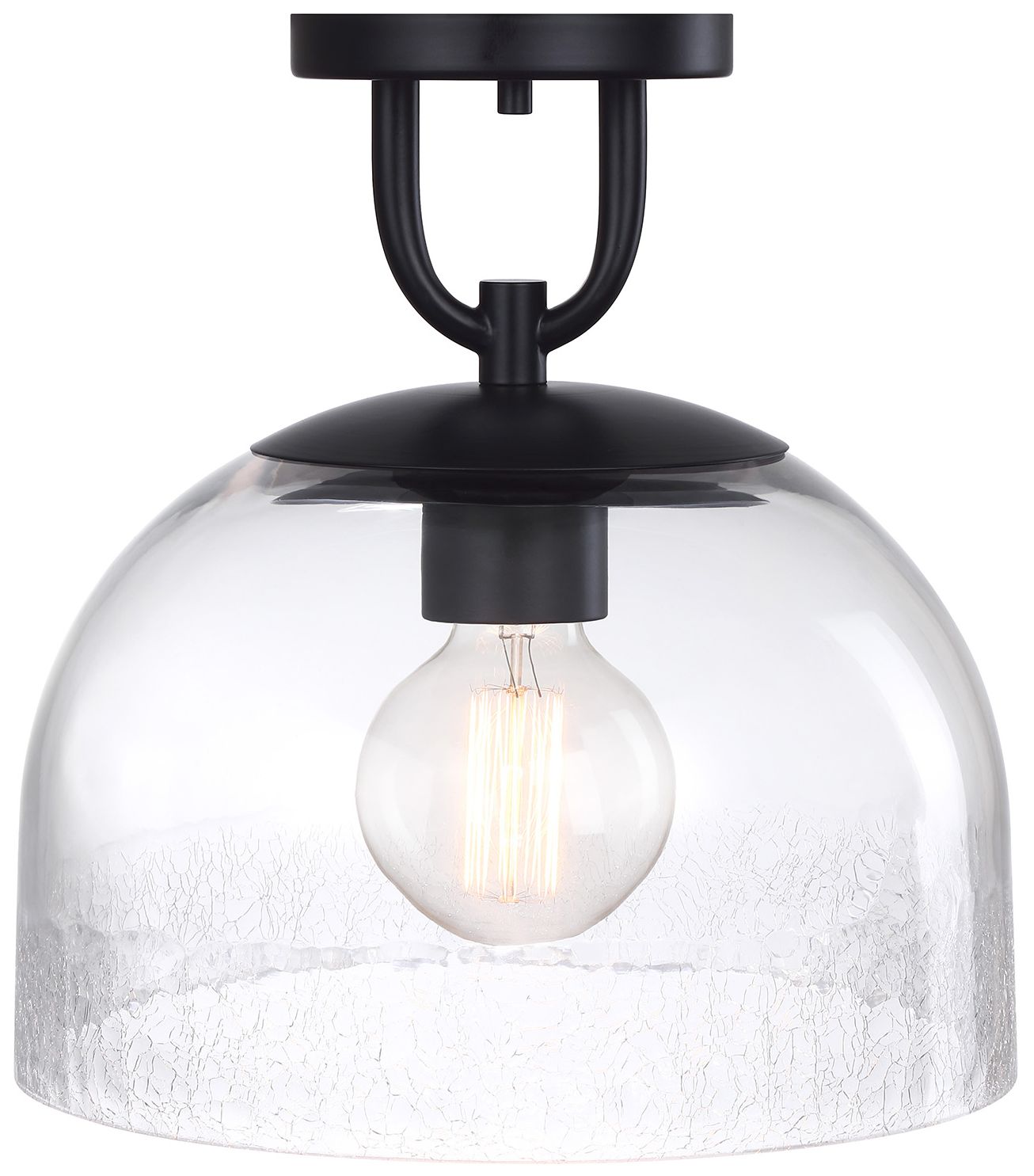 Image 6 Astra 11.75 in. Matte Black Modern Semi-Flush Mount with Glass Shade more views