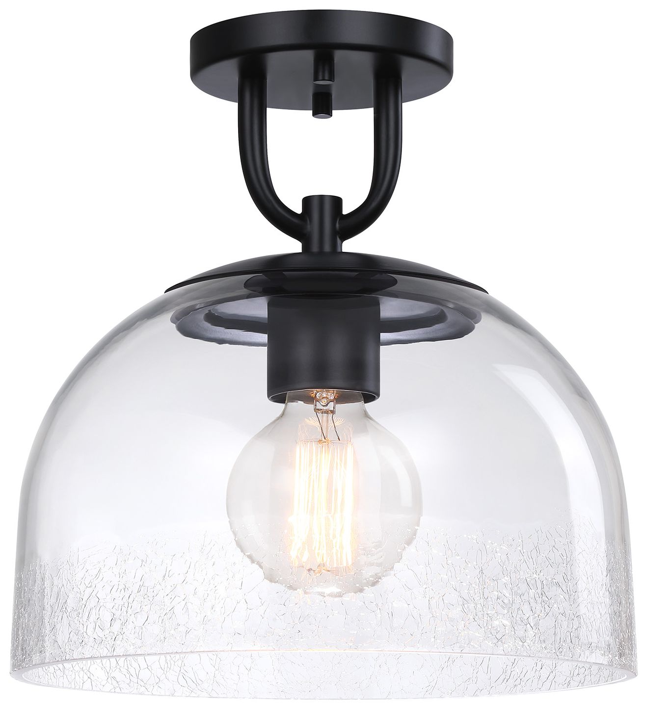 Image 7 Astra 11.75 in. Matte Black Modern Semi-Flush Mount with Glass Shade more views