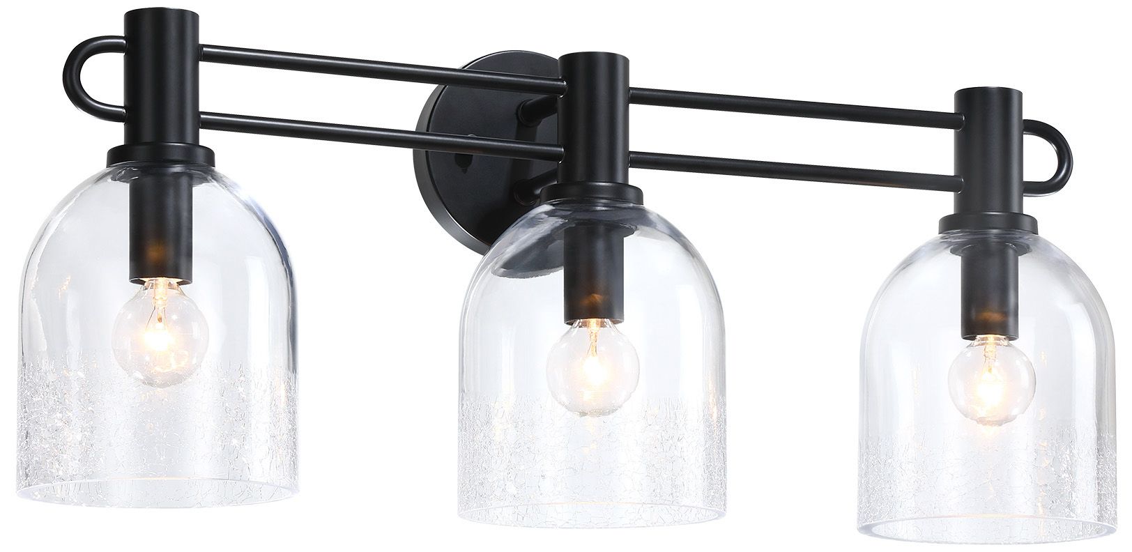 Image 6 Astra 24 in. 3-Light Matte Black Vanity Wall Light for Bathrooms more views