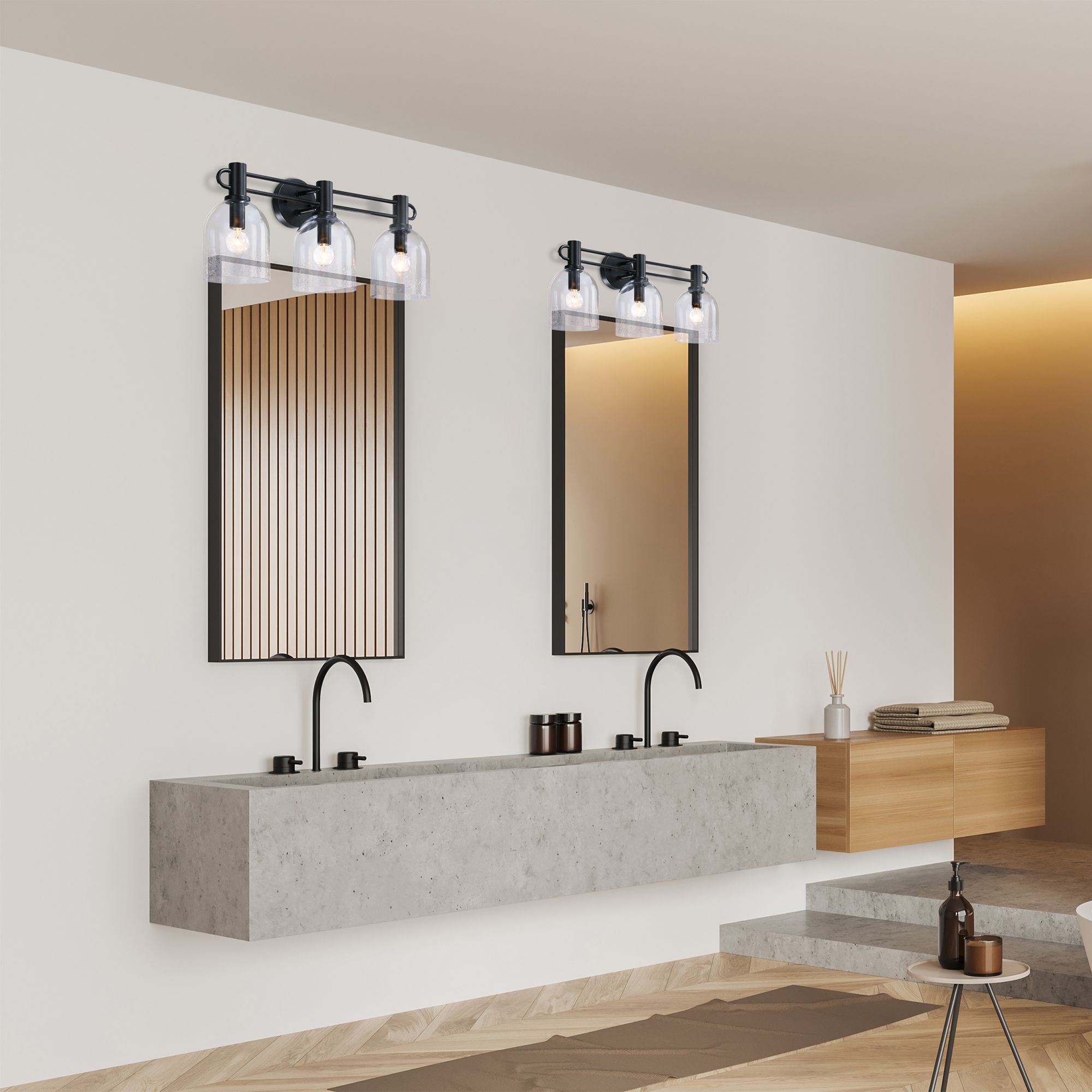 Astra 24 in. 3-Light Matte Black Vanity Wall Light for Bathrooms