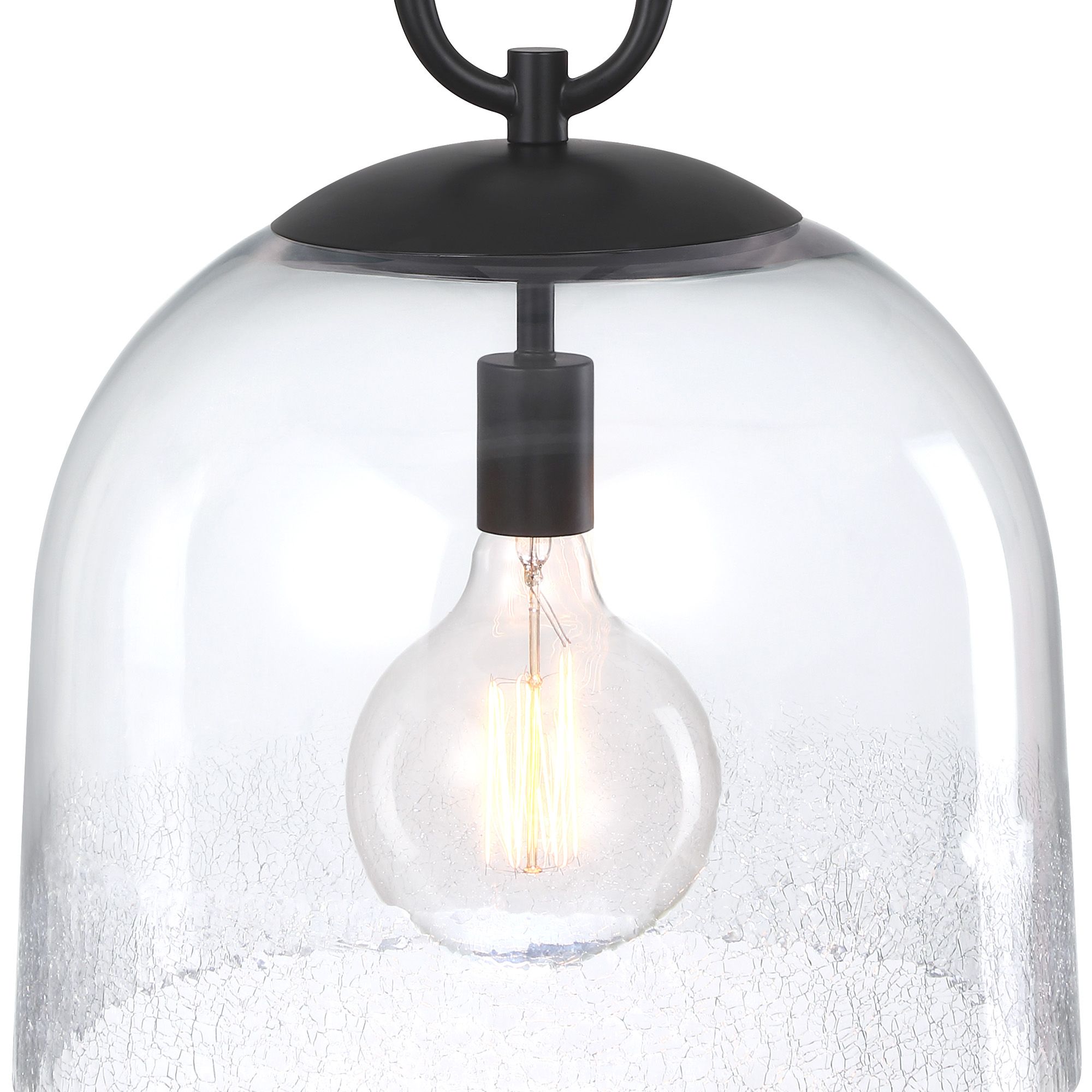 Image 4 Astra 60 Watt 1-Light Matte Black Down Pendant Light with Glass Shade more views