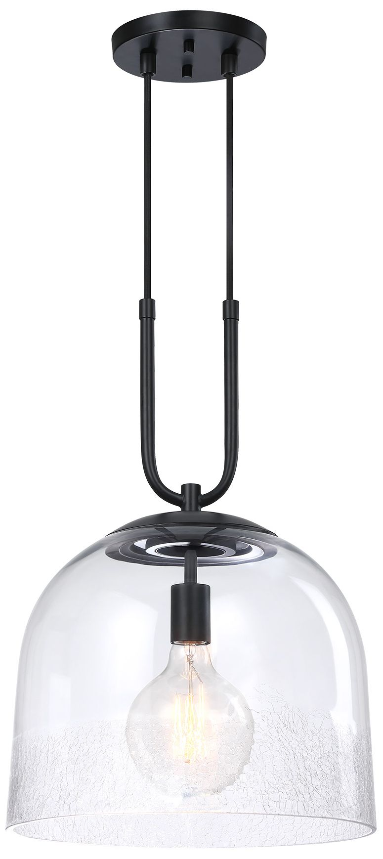 Image 5 Astra 60 Watt 1-Light Matte Black Down Pendant Light with Glass Shade more views
