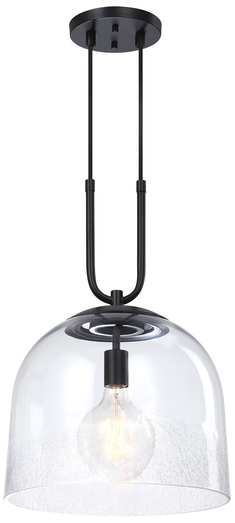 Image 7 Astra 60 Watt 1-Light Matte Black Down Pendant Light with Glass Shade more views