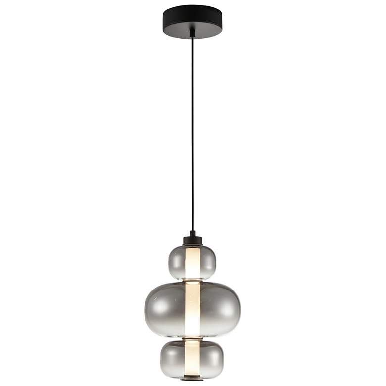 Image 1 Astra 9" Wide Black Pendant w/ Smoke Ombre Shade