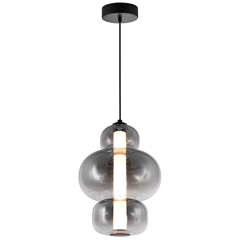 Image 2 Astra 9" Wide Black Pendant w/ Smoke Ombre Shade more views
